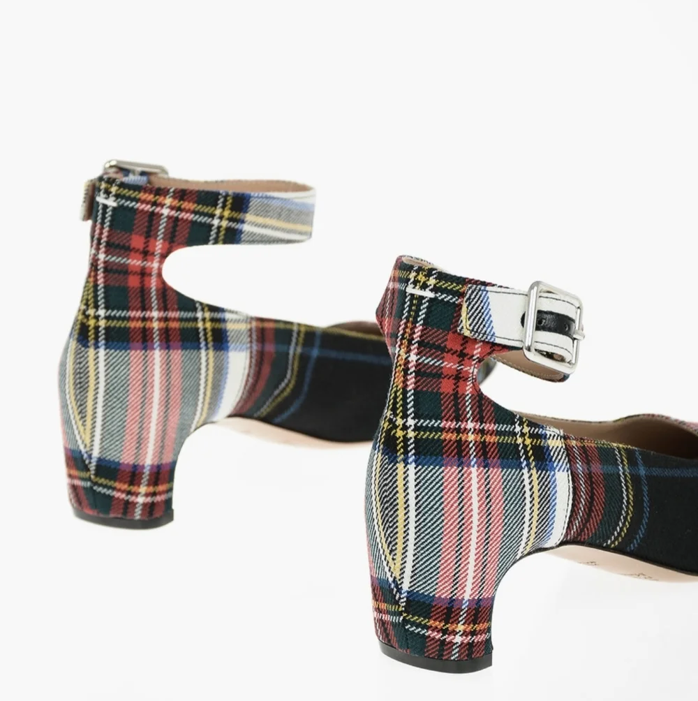 NWB Maison Margiela MM22 6cm Tartan Checked Ankle-Strap Pumps